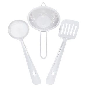 3 Piece Stainless Steel Utensil Set with Strainer, Ladle and Slotted Turner